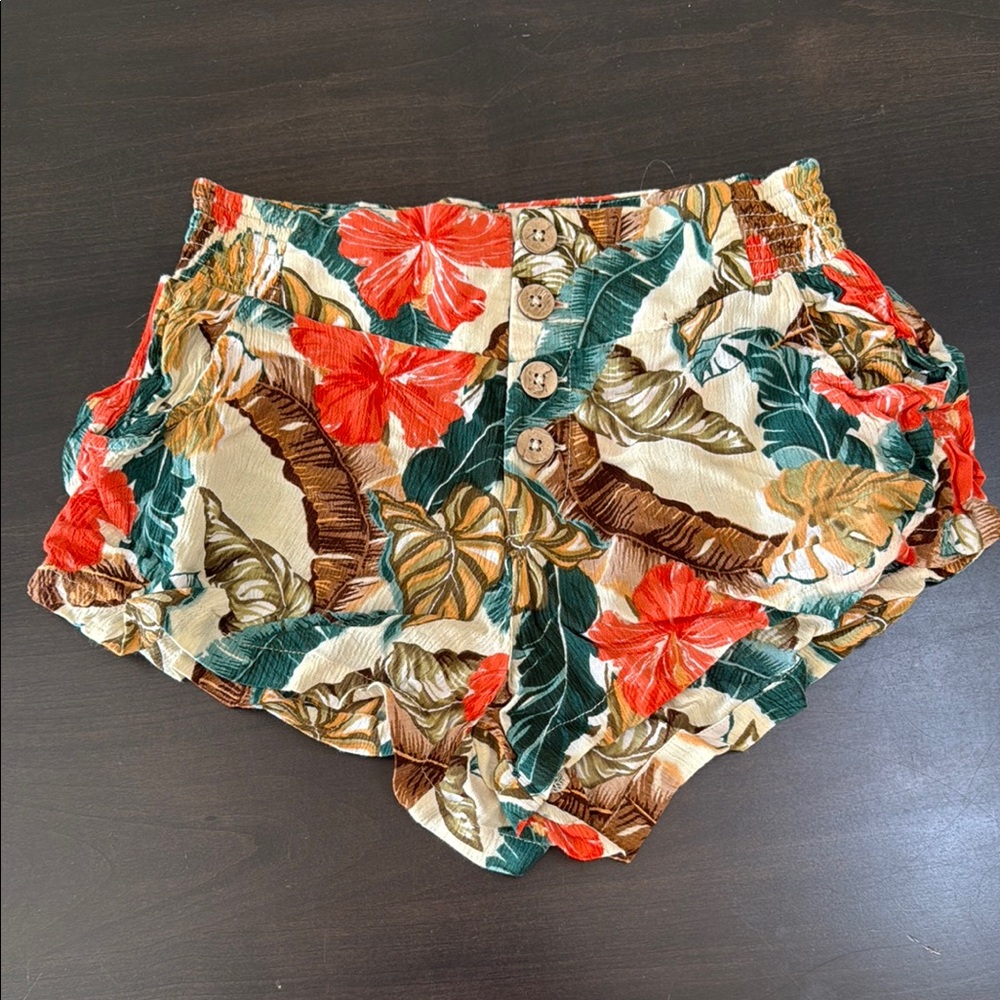 Rip Curl Tropical Low Waist Shorts - Red, Green, Tan, Brown
